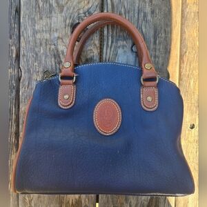 Esprit Navy Blue Satchel with Brown Trim